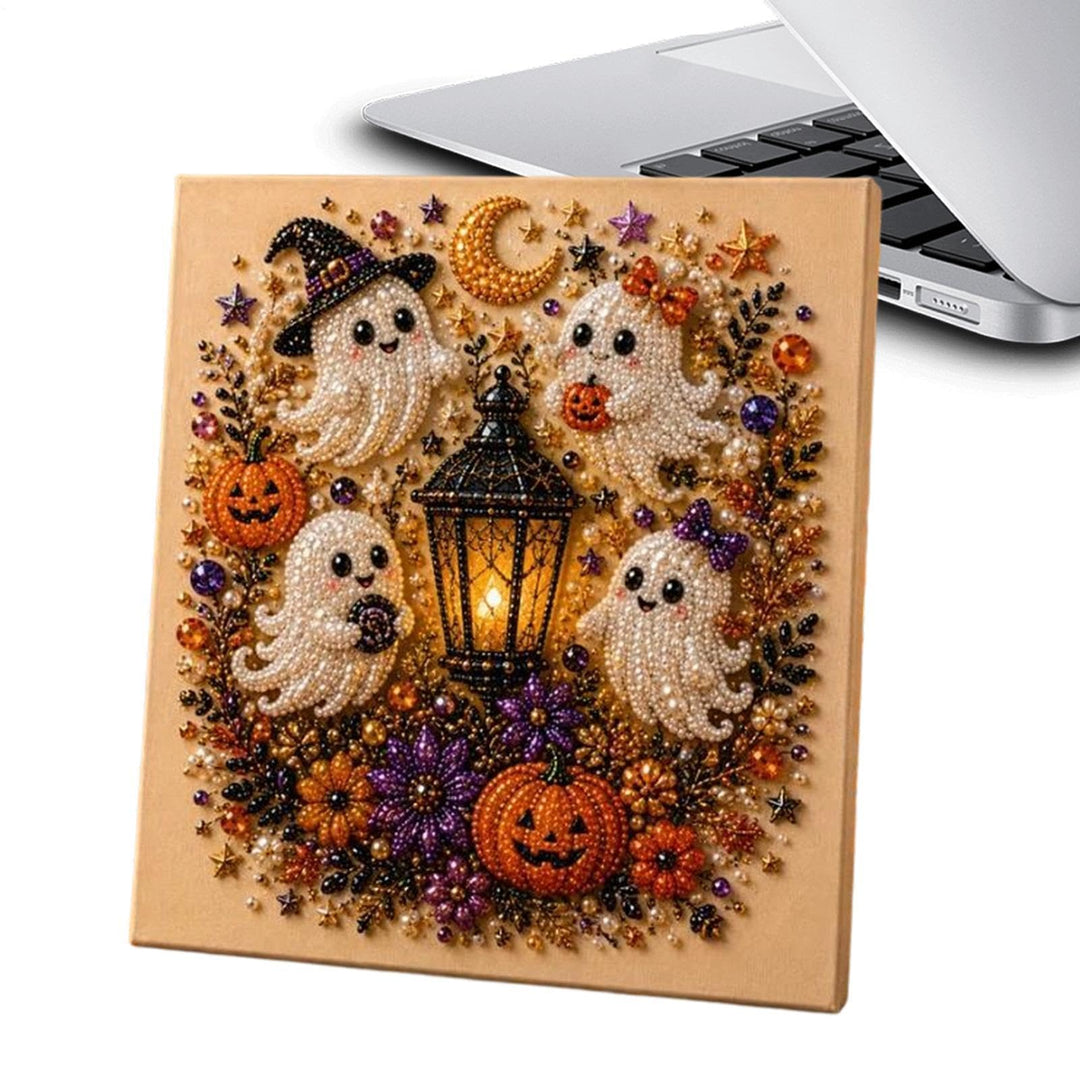 Ghost Pearl Art DIY Kit, Halloween Craft Wall Decor Set, Spooky Art B, B