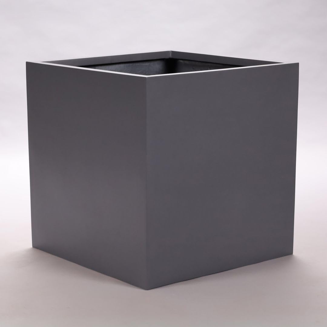 Eleganteinrichten Blumenkübel Fiberglas anthrazit metallic quadratisch 60x60x60cm