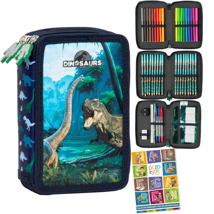 Goldkids - Federmäppchen 3 Fächer - Mäppchen für Mädchen und Jungen - Federmappe 3-Fach Federtasche