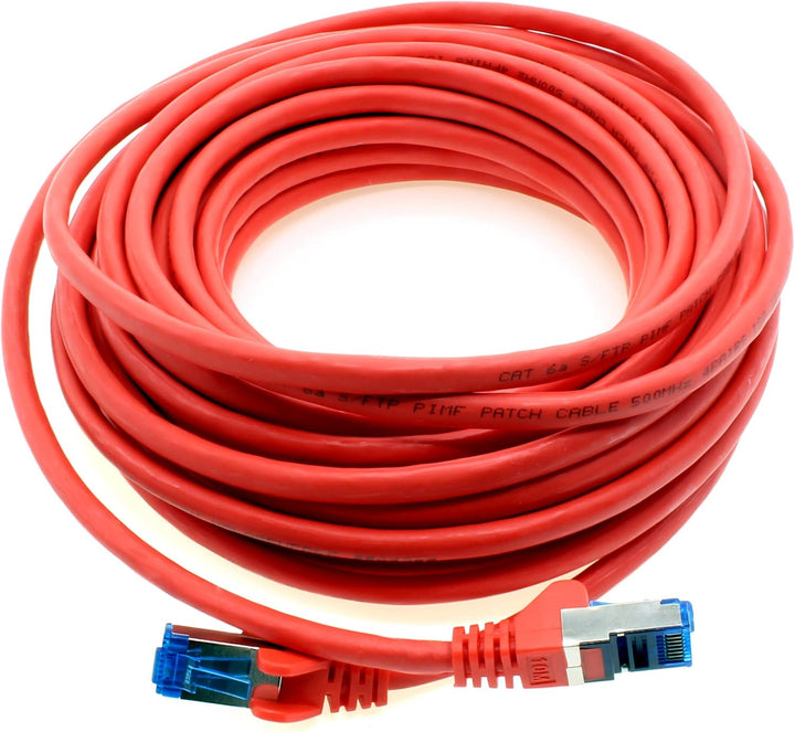 1aTTack.de 10m - CAT6a - Netzwerkkabel rot - 5 Stück CAT 6 A Patchkabel 10000 Mbit s SFTP PIMF 500 M