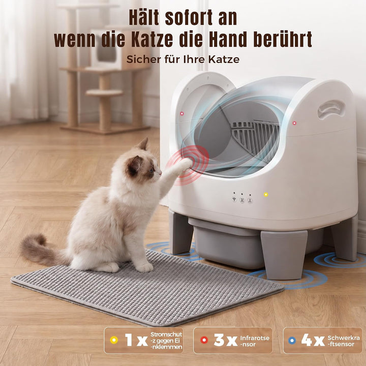 Selbstreinigendes Katzenklo offenes APPSteuerung Einklemmschutz für Katzen