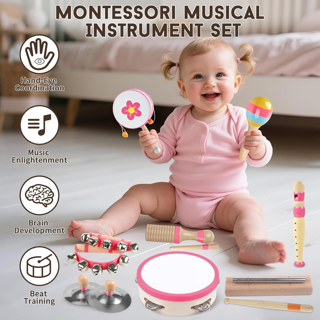 Musikinstrumente-Spielzeug für Kleinkind-Mädchen ab 1-3 Jahre | 8-in-1 Pädagogisches Montessori Spie
