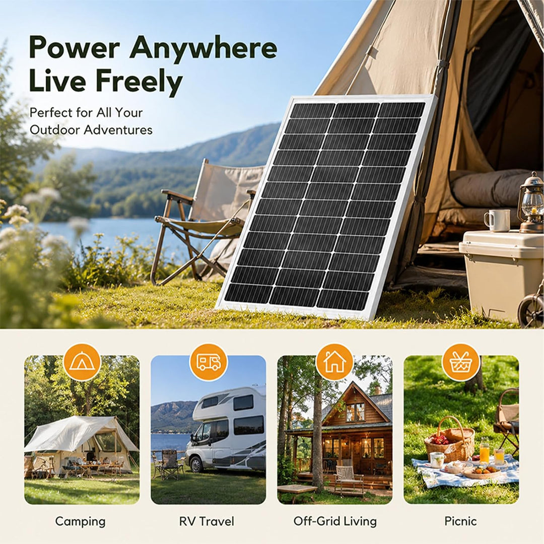 CHUBAN 80W Solarpanel 18V Monokristallines Solarmodul mit Aluminiumrahmen 80W Alurahmen, 80W Alurahm