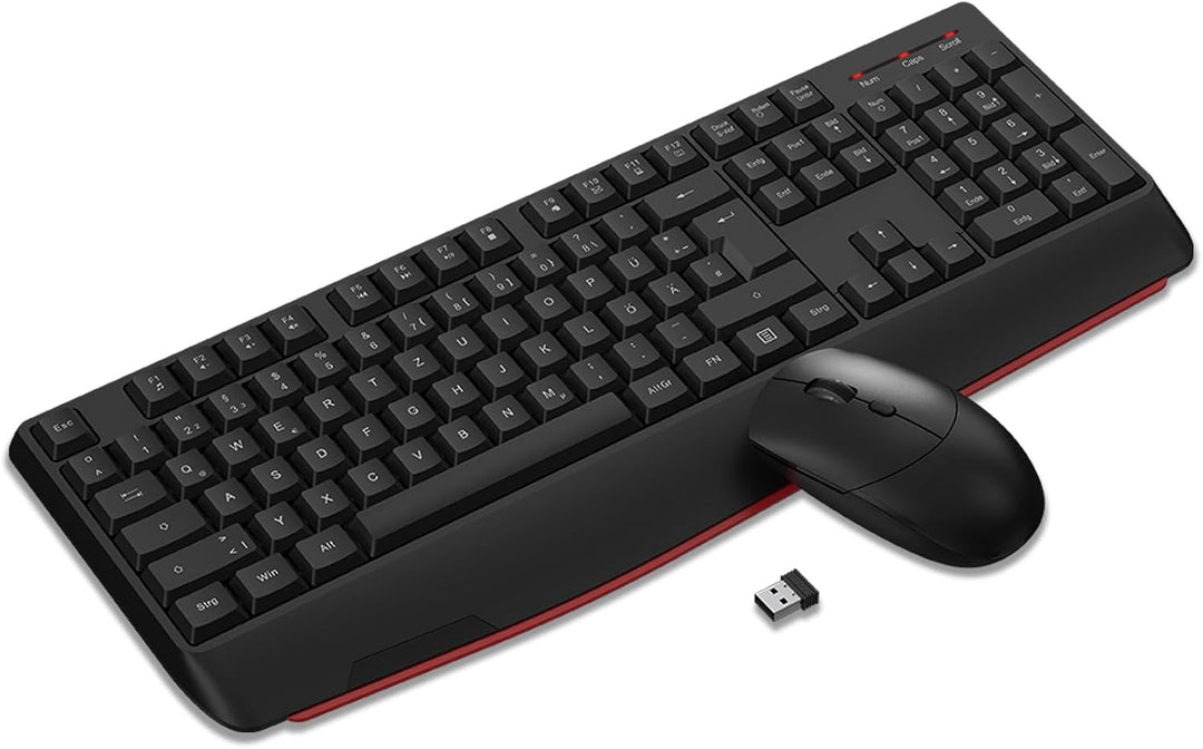 cimetech Tastatur Maus Set Kabellos, 2.4G Ergonomische Funktastatur mit Maus mit Handballenauflage u