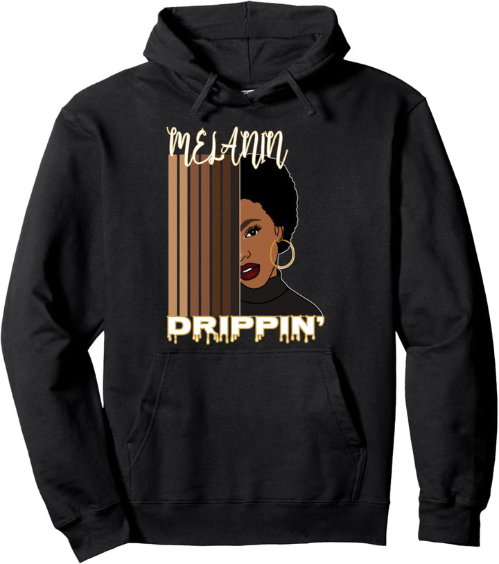 Oheneba: Melanin Drippin Queen Black Afrocentric Pride Afro Pullover Hoodie