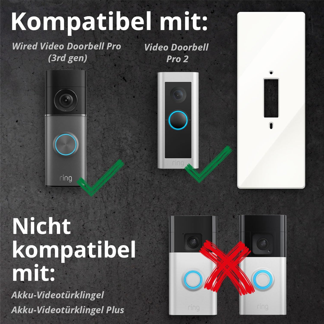 iSecur Personalisierte Blende passend für Ring Videotürklingel aus Acryl weiss I Wired Doorbell Pro