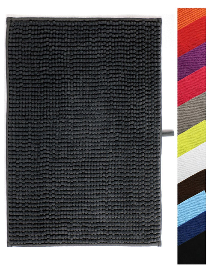MSV Badteppich Badvorleger Duschvorleger Chenille Hochflor Badematte 60x90 cm – Grau Grau 60 x 90 cm