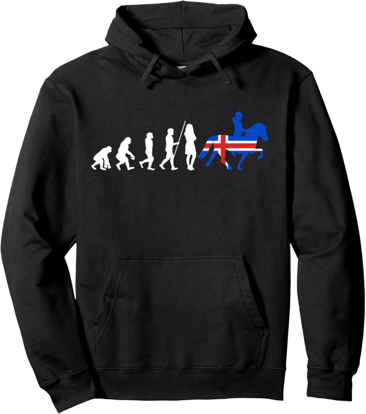 Evolution Pferd Islandpferde Icelandic Horse Islandflagge Pullover Hoodie