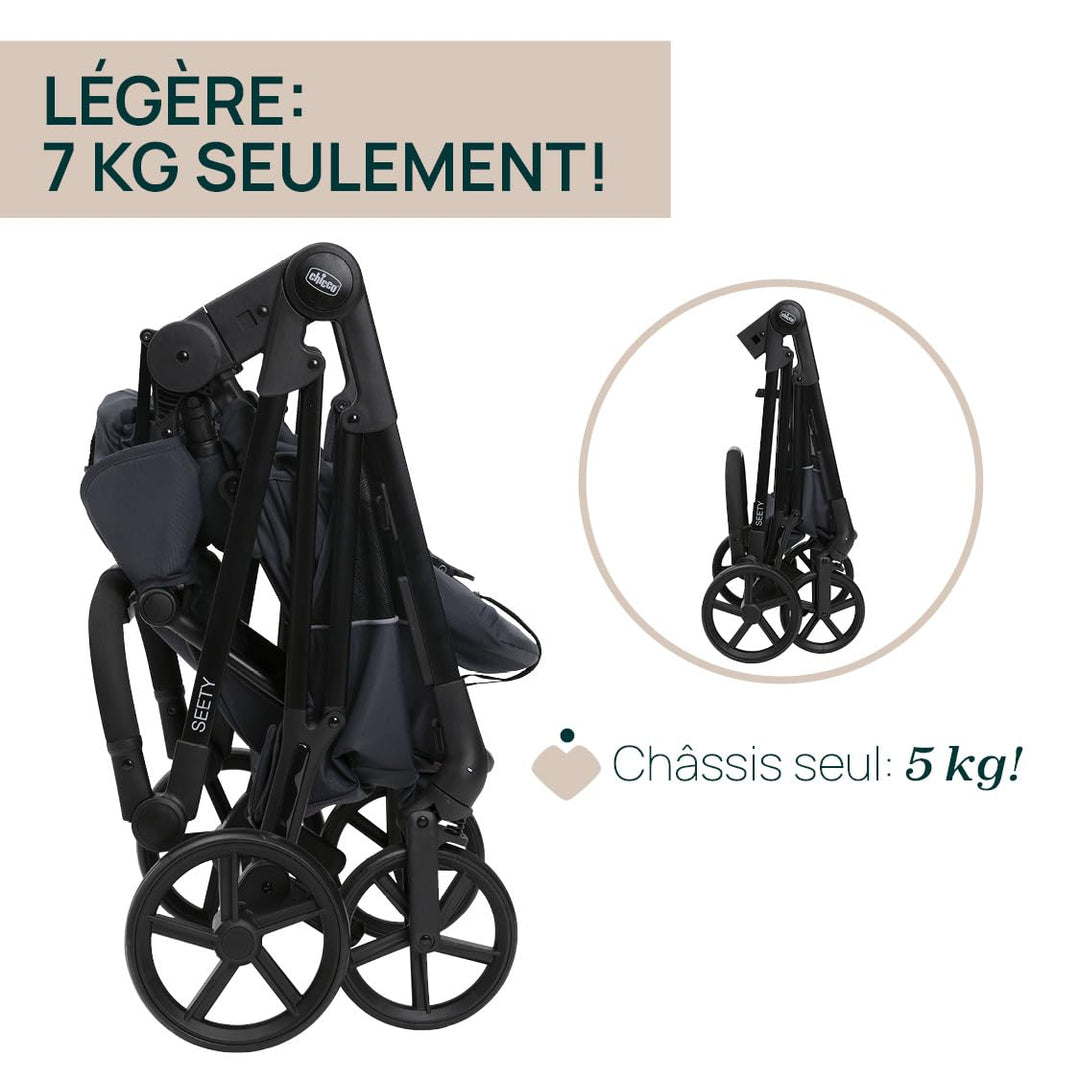 Chicco Kinderwagen Seety, Leicht und kompakt, von 0 Monaten bis 4 Jahren, bis 22 kg, faltbar, verste
