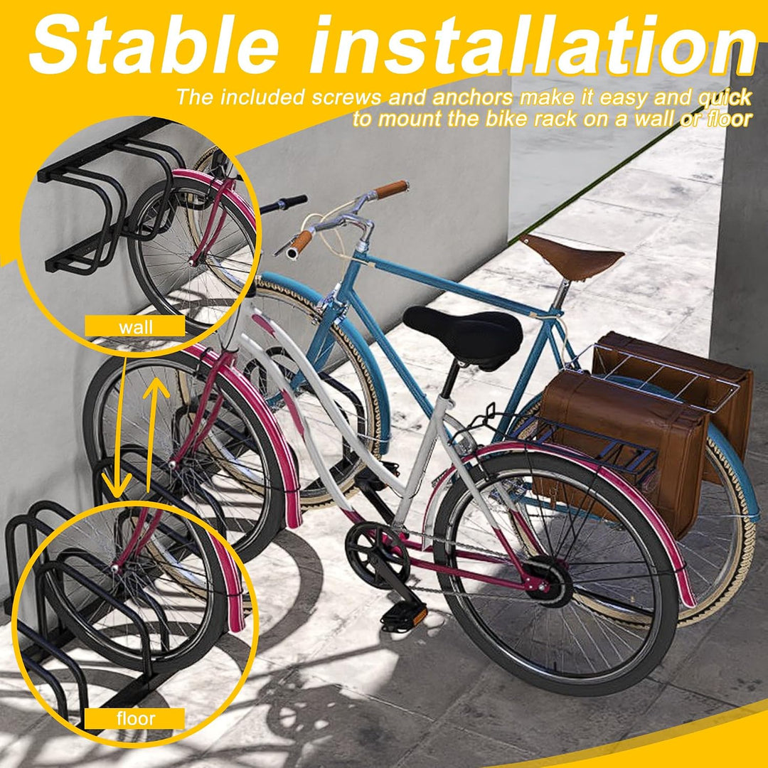 SUBTLETY Fahrradständer für 2 Fahrräder Verzinkt Stahl Fahrradhalter für 30-65mm Reifenbreite Boden-