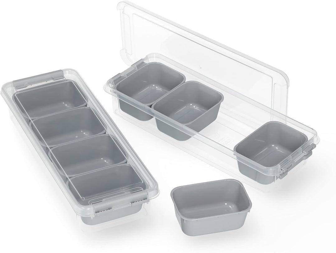 Zutatenbehälter Napoli 2er Set – stapelbare Aufbewahrungsbox mit 8 Einsätzen &amp; 2 Deckeln – lebensmit