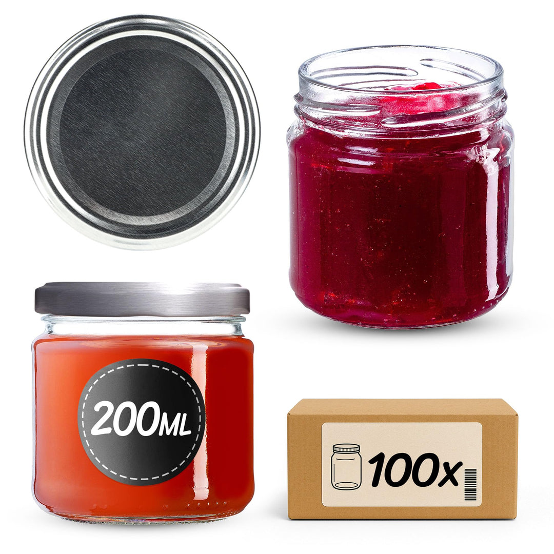 KADAX 100er Set Einmachgläser 200ml TO66, Marmeladengläser Vorratsgläser Mason Jar mit Schraubdeckel