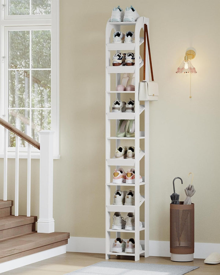 Hzuaneri Vertikales Schuhregal, 11 Ebenen Schmale Schuhregale, Holz-Schuh-Organizer für Schrank, Ein