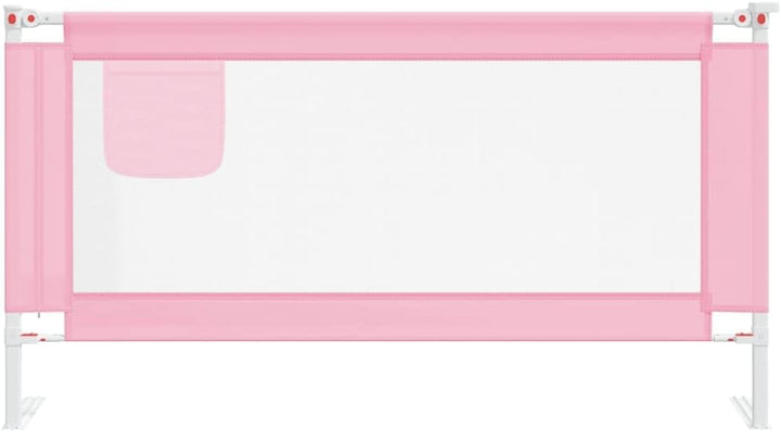 Kleinkind-Bettschutzgitter Rosa Stoff 160x25 cm, Höhenverstellbar, Klappbar, Atmungsaktiv, Sicherer