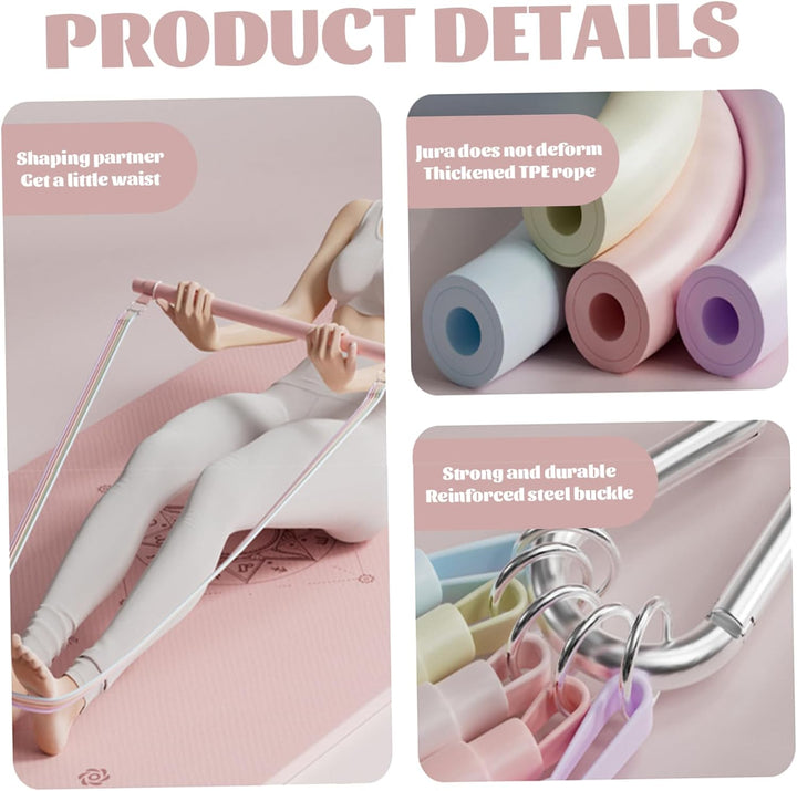 Pilates-Set mit 5 verstellbaren Widerstandsbändern, elastisches Pilates-Essentials-Kit für Heimfitne