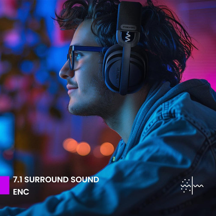 PREYON Tornado Fly, Funk-Kopfhörer, Gaming, Arbeit, Ohrbügel, Bluetooth, PC, Konsole, Smartphone, Sc