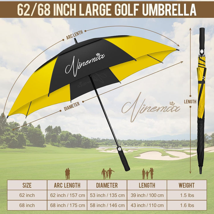 NINEMAX Golfschirm Gross Golf Regenschirm 62/68 Inch sturmfest Automatik Öffnen mit String Golf Rege