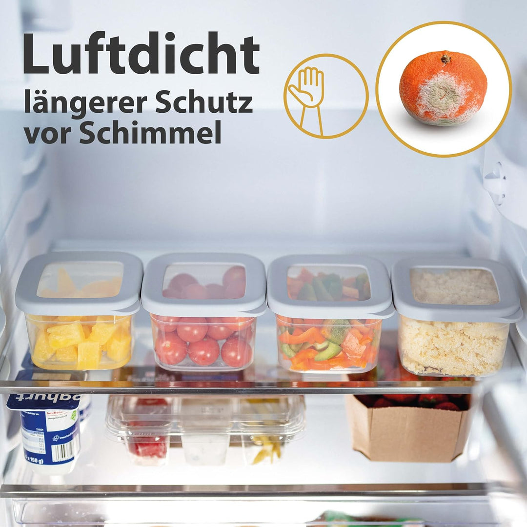 Luftdichte Vorratsdosen mit Deckel [1000ml - 6er-Set] Hellgrau - Stapelbar &amp; platzsparend für die Kü