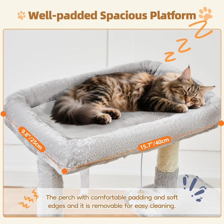Taoqimiao Kratzbaum, 98cm katzenbaum Stabil KatzenKratzbaum Cat Tree mit Katzenhaus, Korb, 4 Kratzsä