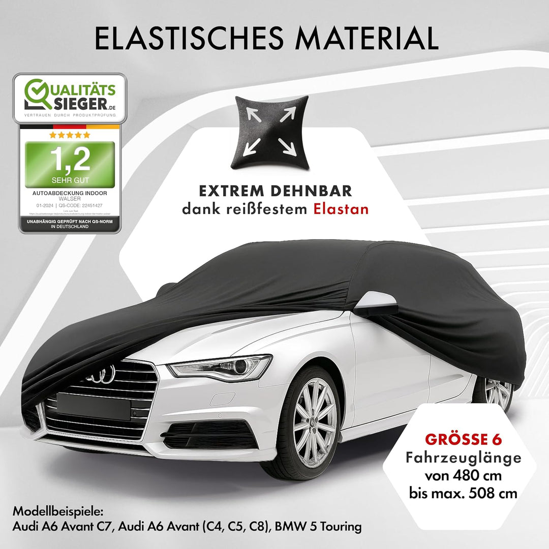 WALSER Premium Abdeckung Auto Indoor Stretch Plus Qualitätssieger Sehr Gut* - Autoplane Indoor Abdec