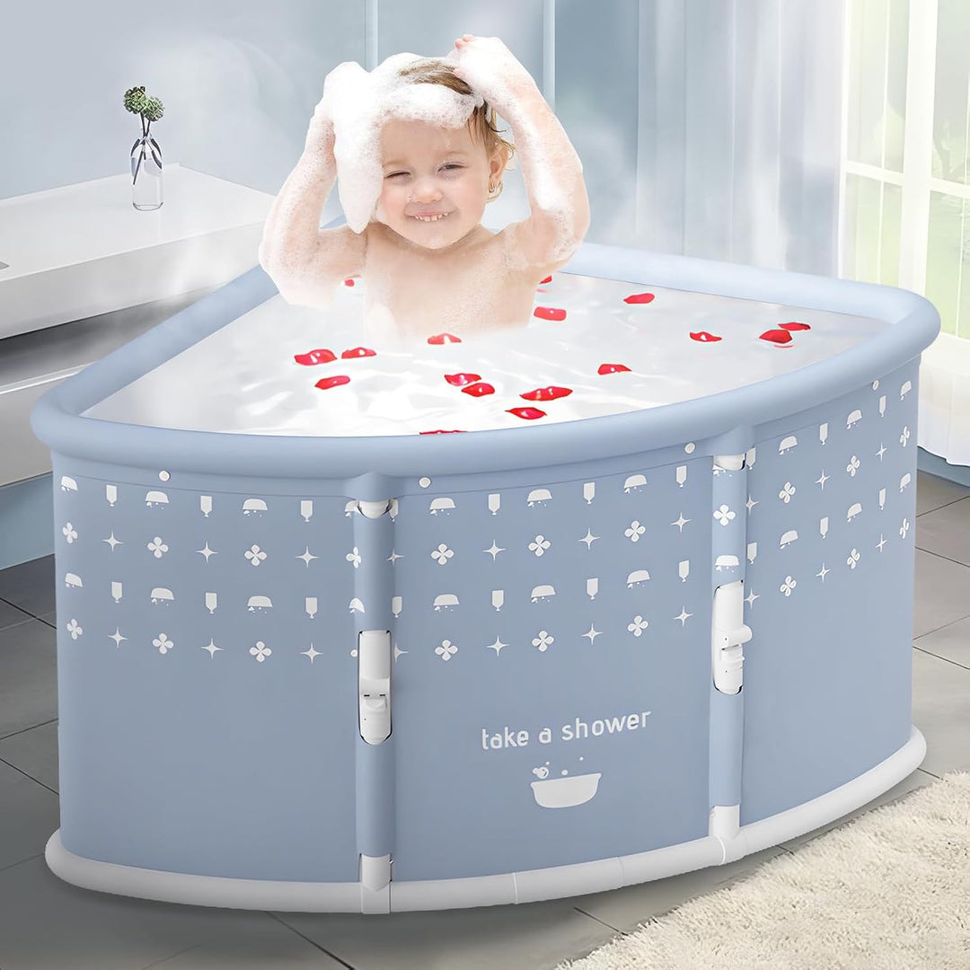 Faltbare Badewanne in Fächerform, tragbare Badewanne für Erwachsene, grosse faltbare Eckwanne, freis