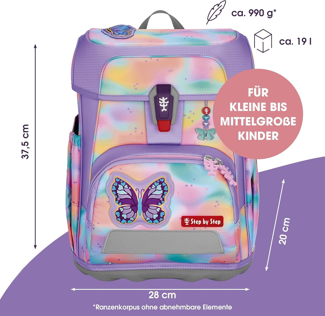 Step by Step Schulranzen-Set Cloud, 5-teilig, ergonomischer Tornister mit Reflektoren, höhenverstell