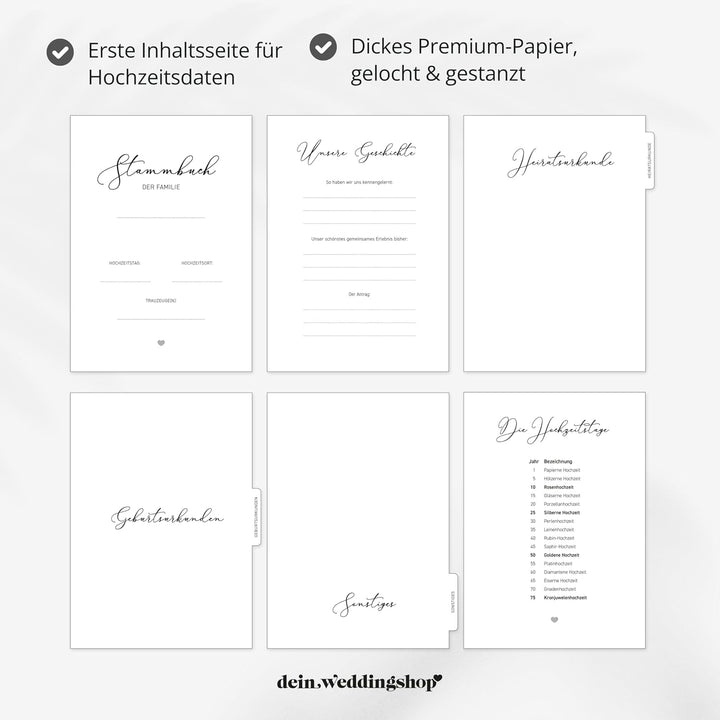 Stammbuch Hochzeit Dunkel-Blau Gold Samt Velour, handgefertigt inkl. vorgedruckten Innenseiten -Stan