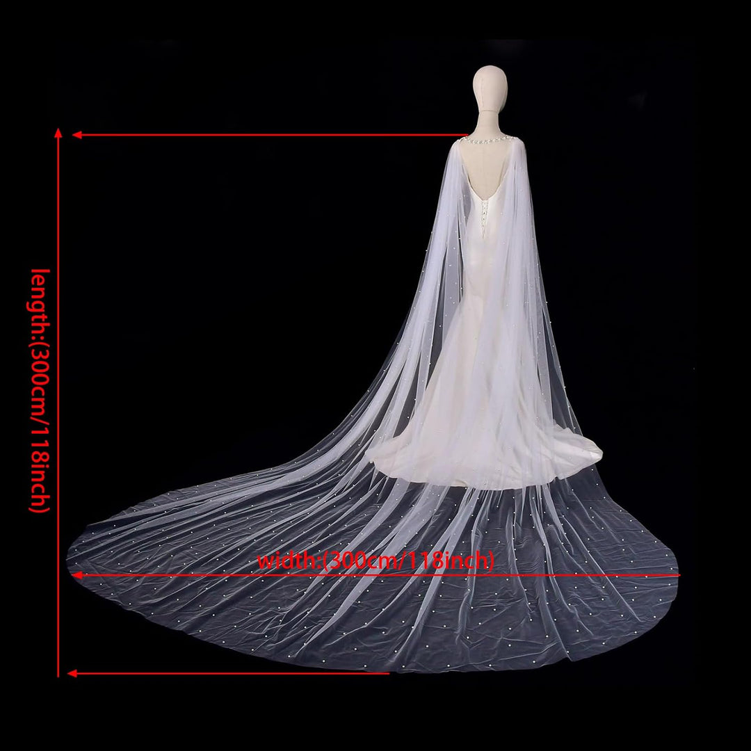 Wedding Shawl Pearls and Rhinestone Capes Soft Tulle Bridal Scarf Evening Shawl Wedding Wraps Off Wh