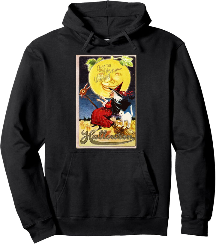 Weinlese-Halloween-Hexenkatzen-Zauber-Geschenk Pullover Hoodie
