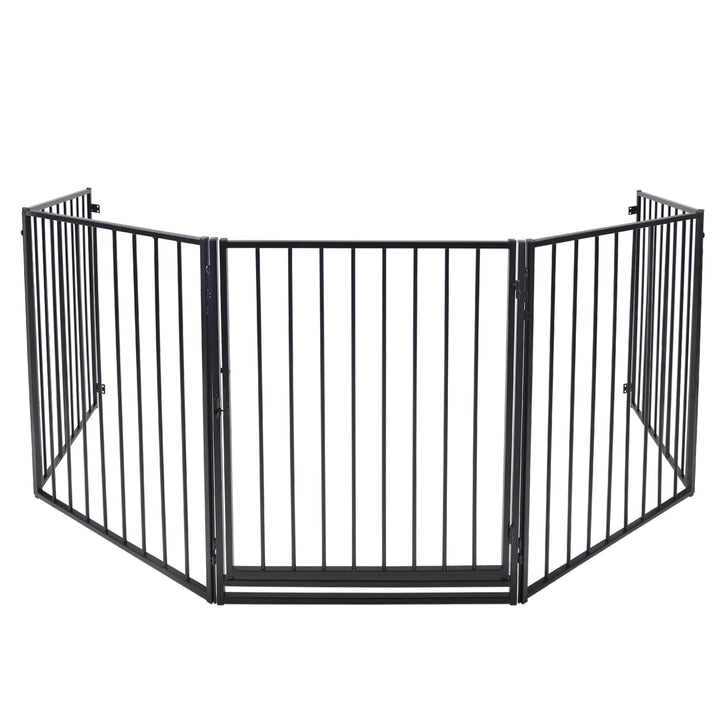 Yznahre Kaminschutzgitter Metall 305cm - 5 Elemente Kinderschutzgitter mit Tür Kamingitter Kindersch
