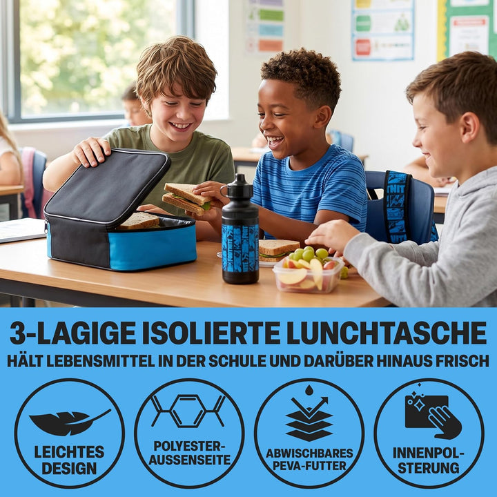Get Trend Fortnite Rucksack Kinder 6er Set, Grosser Kinderrucksack 46cm mit Federmäppchen, Isolierte