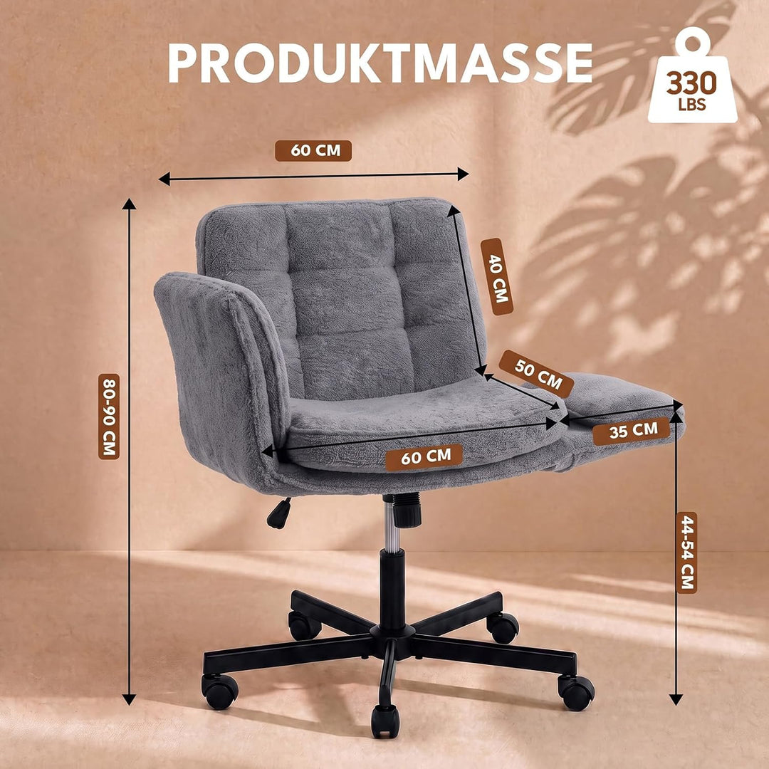 5-Stufen Armlehnen Bürostuhl 150kg, Schneidersitz Stuhl Grau, Grau