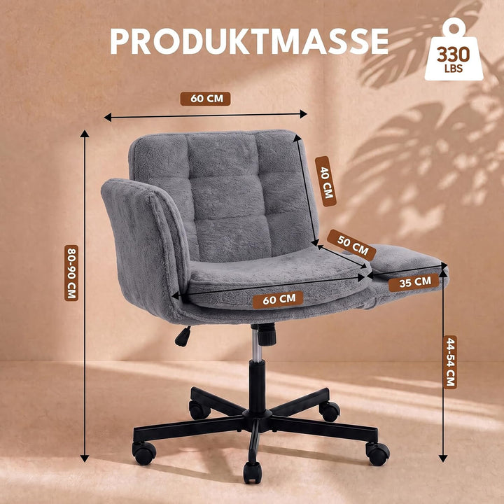 5-Stufen Armlehnen Bürostuhl 150kg, Schneidersitz Stuhl Grau, Grau