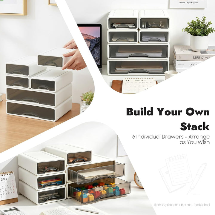 Schreibtisch Organizer mit 6 Schubladen Kunststoffschubladen Make Up Organize Stapelbare Büro Organi