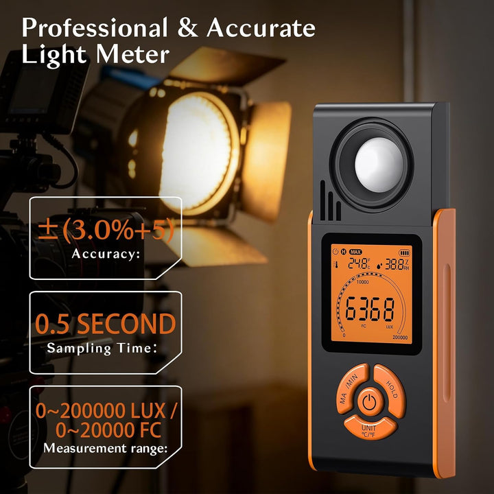 Digitales Luxmeter mit 3-Farben-Display 0 bis 200.000 Lux