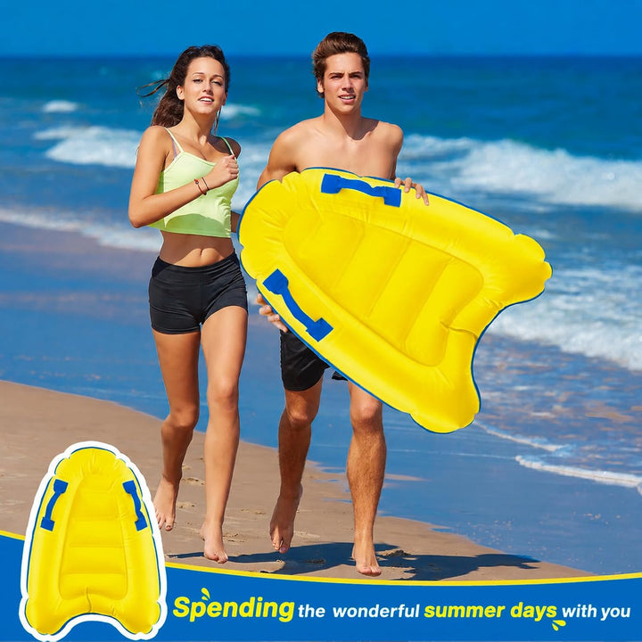 Aufblasbares Bodyboard, Shyllin Bodyboard mit Griffen, Surfbrett Aufblasbar, Mini Luftmatratze, Schw