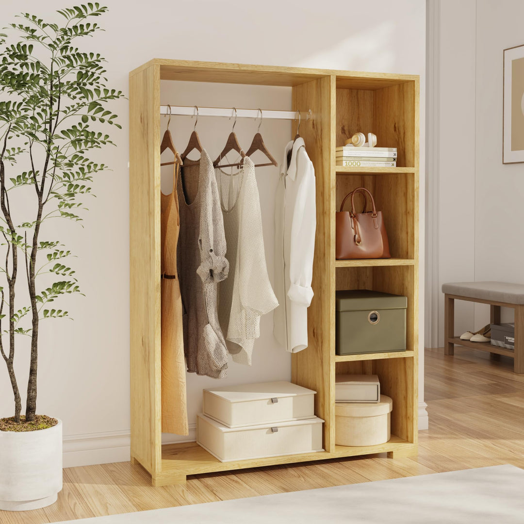 [en.casa] Kleiderschrank Nesbyen Eichenoptik 126 x 90 x 30 cm, Eiche