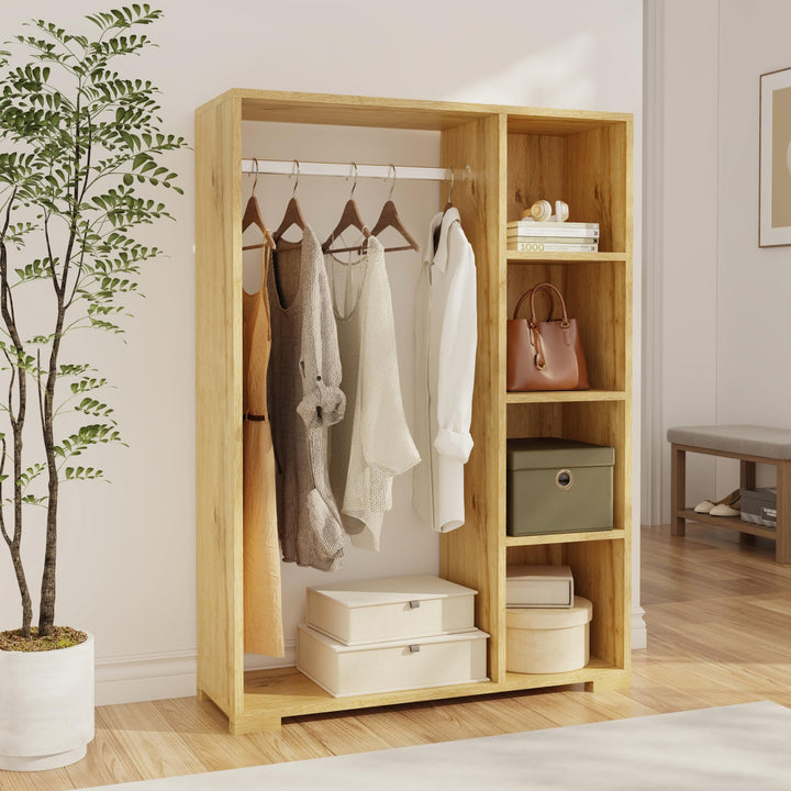 [en.casa] Kleiderschrank Nesbyen Eichenoptik 126 x 90 x 30 cm, Eiche