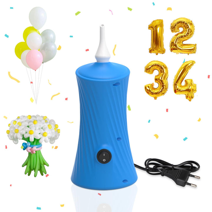 PlusFive Ballonpumpe Elektrisch, Luftballonpumpe für Modellierballons Blau, Blau