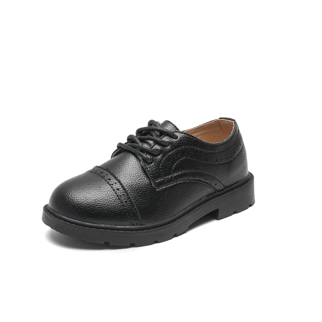 DADAWEN Jungen Anzugschuhe Schule Uniformschuhe Schnürhalbschuhe 27 EU Schwarz, 27 EU Schwarz