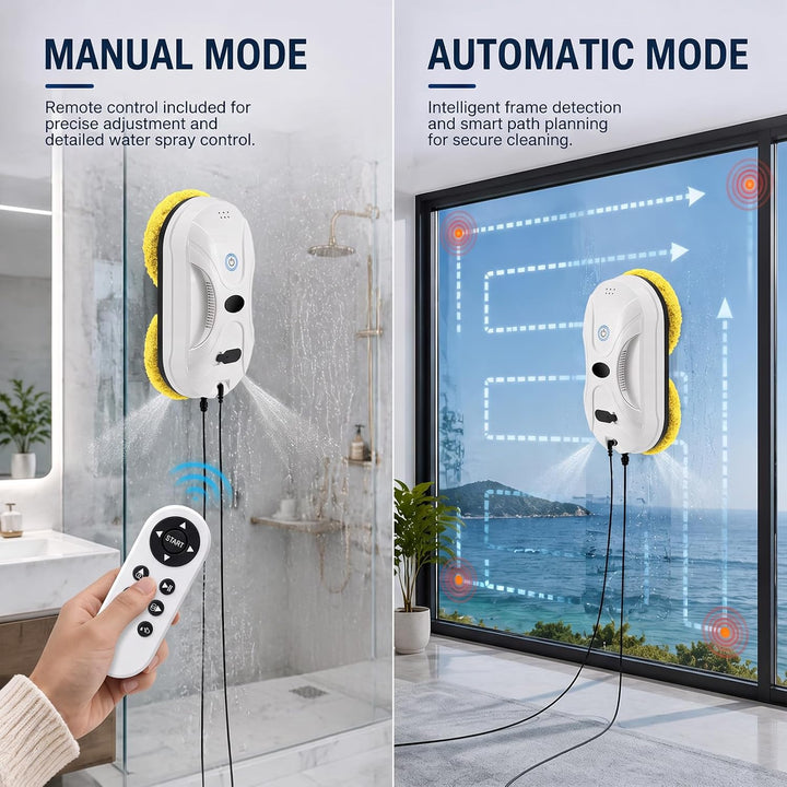 Fensterputzroboter 5600Pa, Fensterroboter mit 2 Wasserspray 3Reinigungsmodi