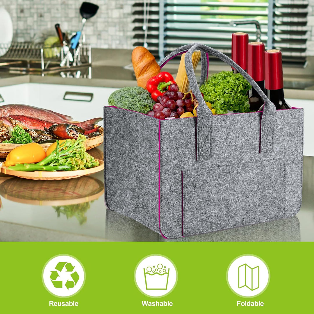 Eurhomewit Filztasche Einkaufstasche mit Fächern, Filztasche Gross 30L Faltbar und Robust Filz Einka