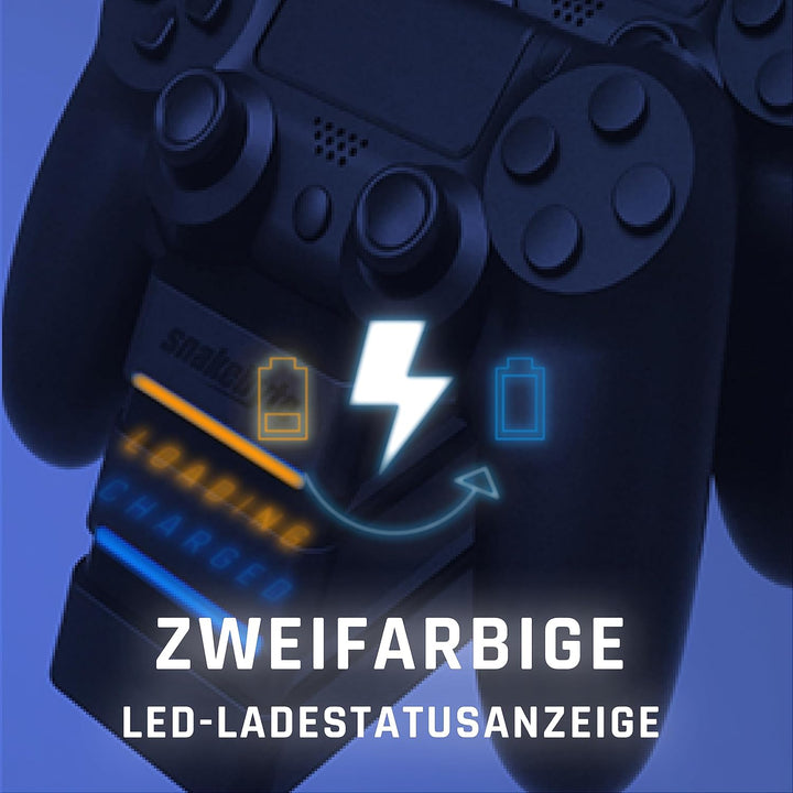 snakebyte PS4 TWIN:CHARGE 4 – schwarz – Ladestation für PlayStation 4/ PS4 Slim / PS4 Pro Dualshock