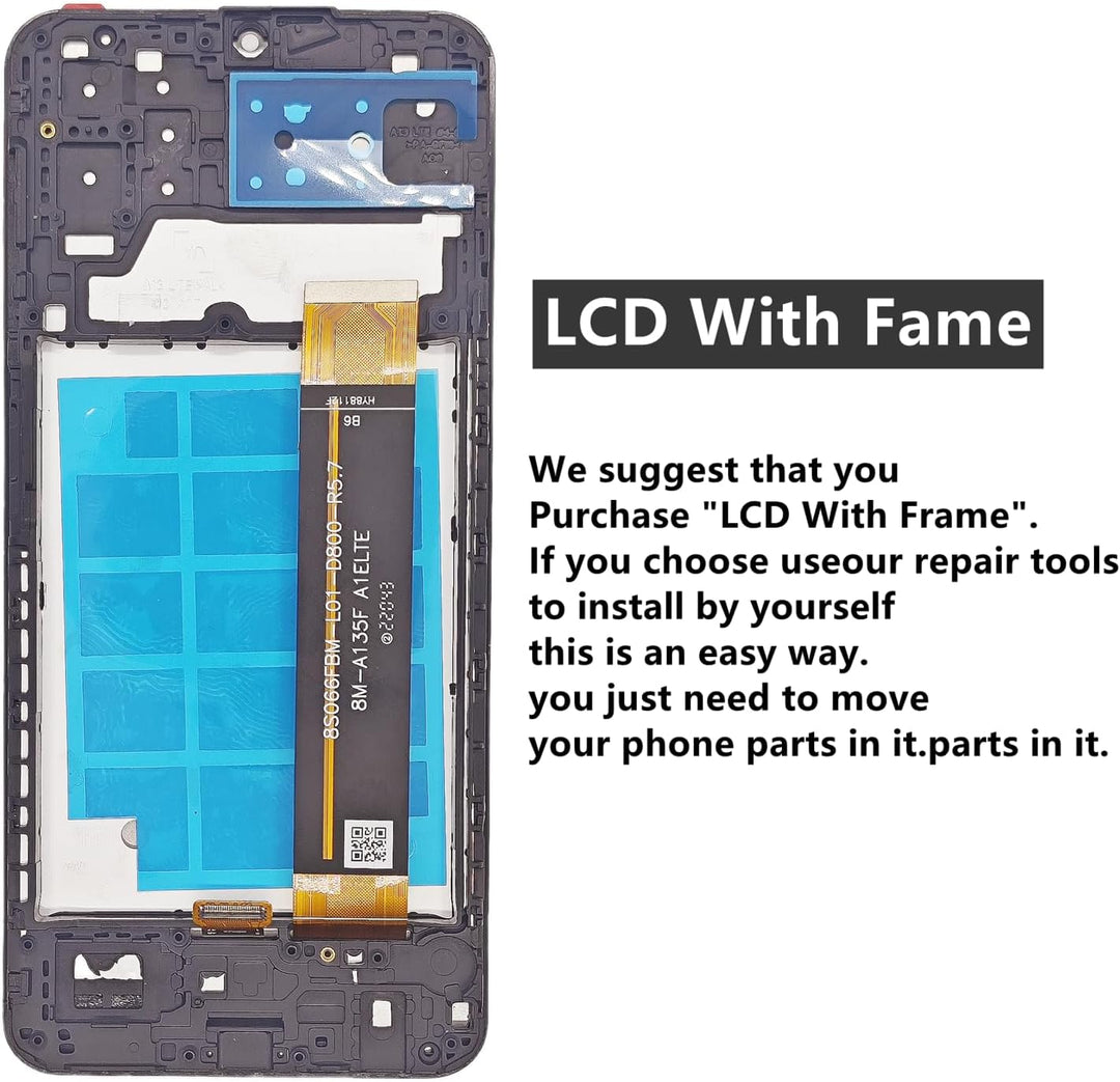ZTOOYO Ersatzdisplay für Samsung Galaxy A13 4G mit Rahmen für Samsung A13 LTE Bildschirm Ersatzset A