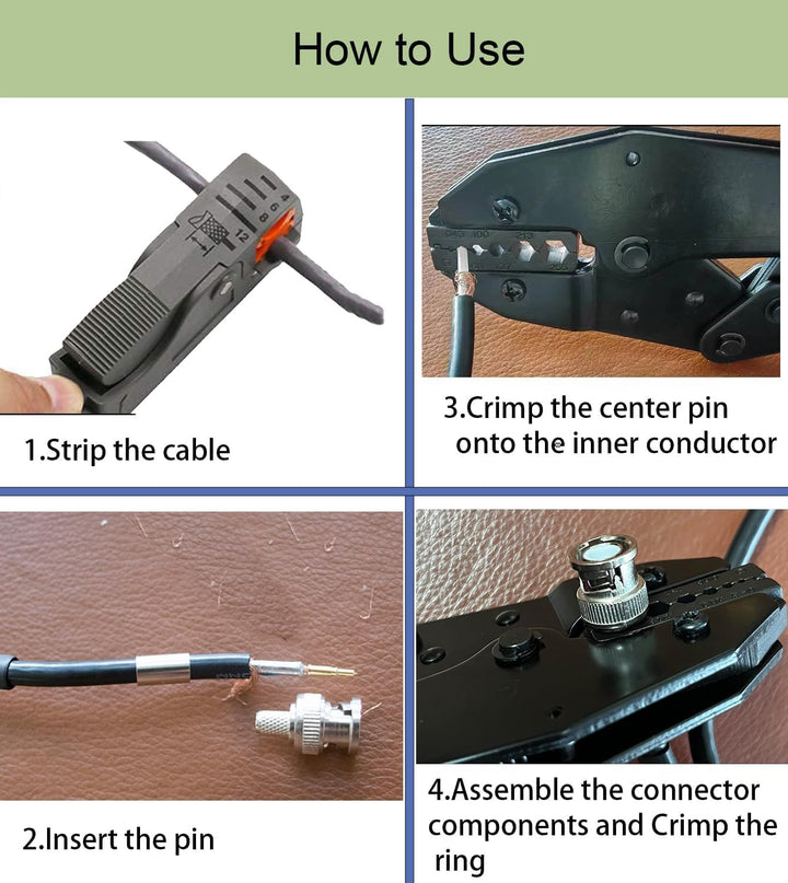 BNC Crimpzange &amp; RG58 BNC Stecker Kit – 10er Pack BNC Male Crimp Steckverbinder + BNC Crimpwerkzeug