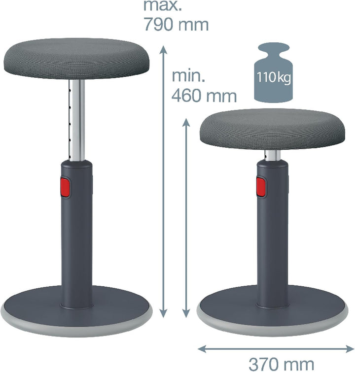 Leitz Active Sitz-Steh-Hocker, Ergonomischer höhenverstellbarer Wipphocker für 46 cm bis 79 cm Höhe,