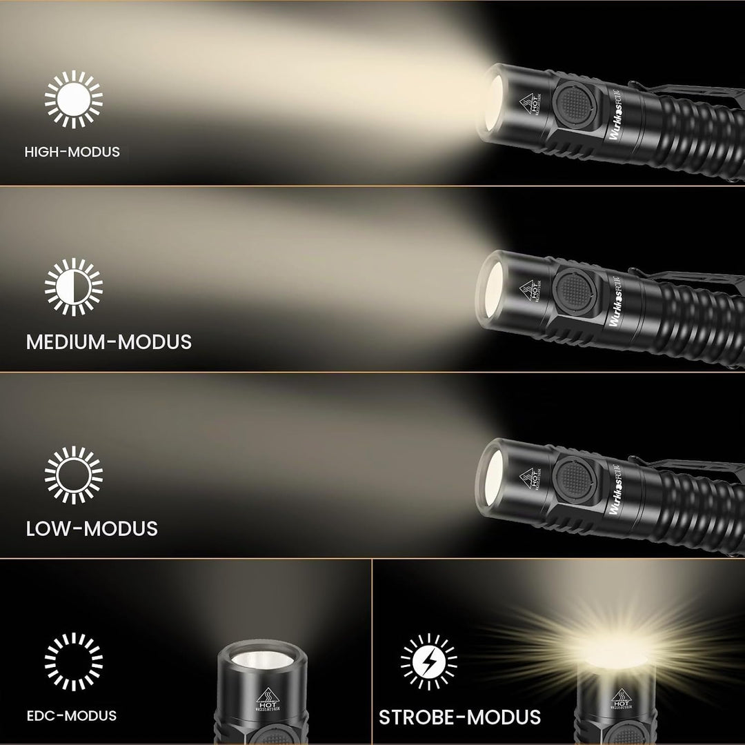 Wurkkos FC11C LED-Taschenlampe,superhelle LED-Taschenlampe,1300Lumen 4000K Taschenlampe,90CRI,519A L