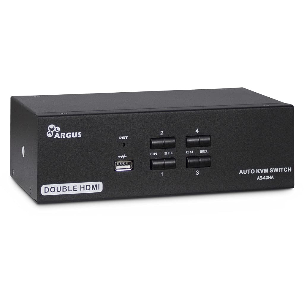 Inter-Tech IPC KVM Switch AS-42HA HDMI, Metall, Schwarz