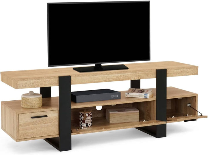 IDMarket - TV-Schrank 140 cm Phoenix mit Schubladen Holz und Schwarz