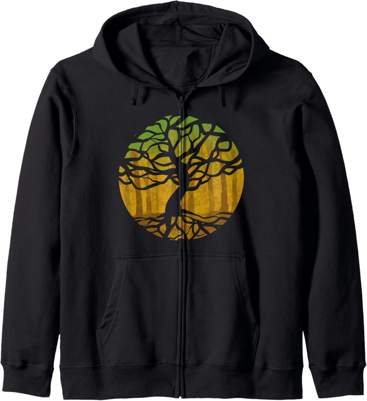 Meditations- und Yoga-Lebensbaum im Wald Geschenk Kapuzenjacke